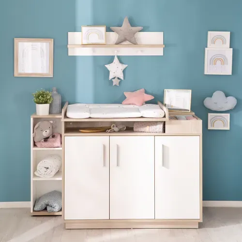 Ensemble De Chambre Olaf - Lit Bébé + Commode À Langer + Armoire 3 Portes