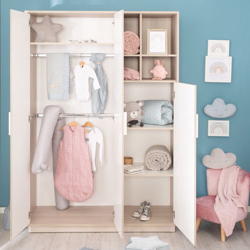 Ensemble De Chambre Olaf - Lit Bébé + Commode À Langer + Armoire 3 Portes