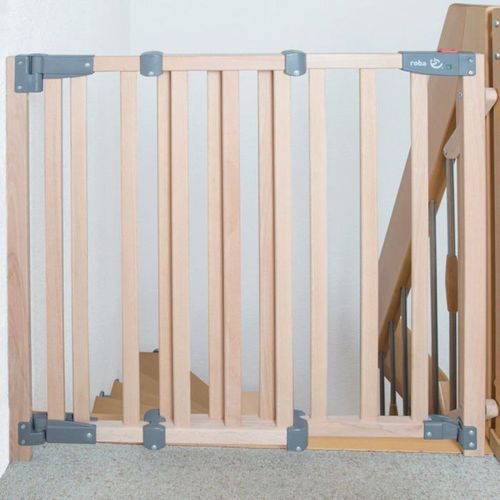 Barrière De Sécurité En Hêtre Réglable 93,5–120,5 Cm Avec Portillon Auto-fermant
