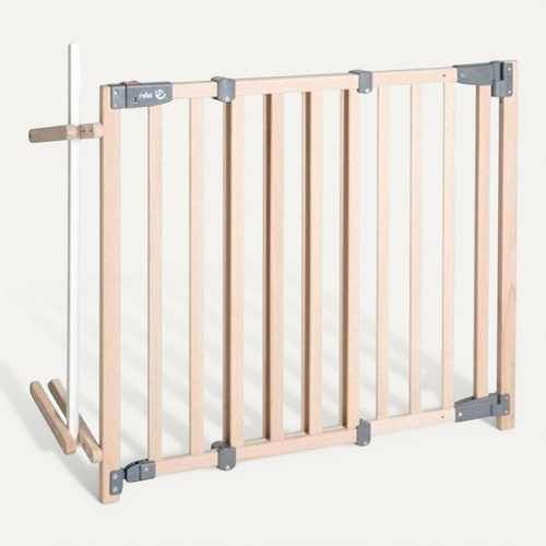 Barrière De Sécurité En Hêtre Réglable 93,5–120,5 Cm Avec Portillon Auto-fermant