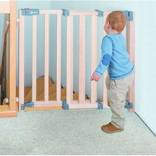 Barrière De Sécurité En Hêtre Réglable 93,5–120,5 Cm Avec Portillon Auto-fermant