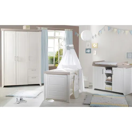 Ensemble De Chambre Felicia - Lit Bébé + Commode À Langer + Armoire 3 Portes