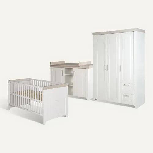 Ensemble De Chambre Felicia - Lit Bébé + Commode À Langer + Armoire 3 Portes