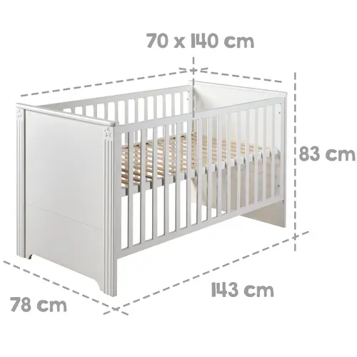 Set De Meuble Maxi - Lit Bébé évolutif + Commode À Langer - Blanc