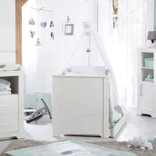 Set De Meuble Maxi - Lit Bébé évolutif + Commode À Langer - Blanc