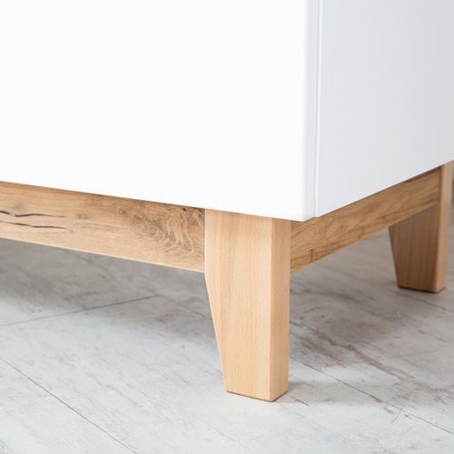 Commode à Langer Finn - 3 Tiroirs - Blanc / Effet Chêne Doré