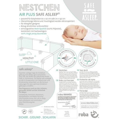 Tour De Lit Bébé Safe Asleep® - Air Plus Miffy® - Gris 