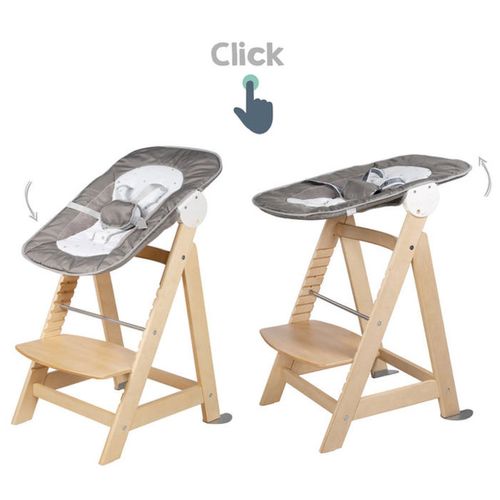 Chaise Haute Évolutive 2-en-1 Avec Transat Nouveau-né, Bois Naturel