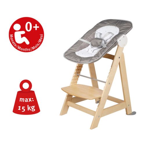 Chaise Haute Évolutive 2-en-1 Avec Transat Nouveau-né, Bois Naturel