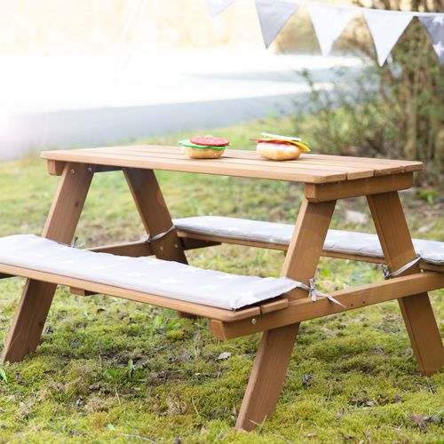 Table Pique-nique Enfants En Bois Massif Teck - Picnic For 4 Outdoor+