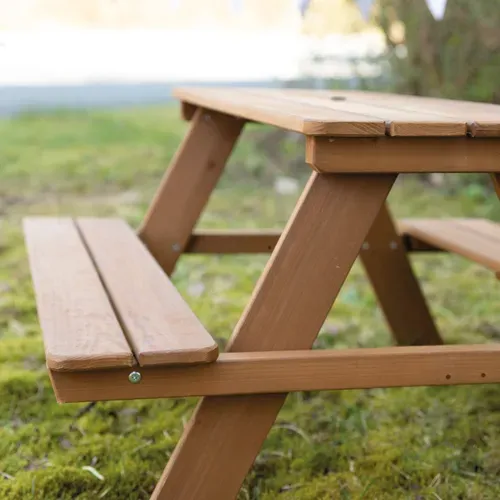 Table Pique-nique Enfants En Bois Massif Teck - Picnic For 4 Outdoor+