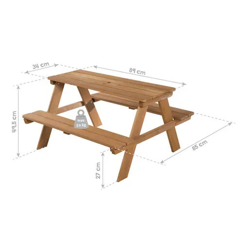 Table Pique-nique Enfants En Bois Massif Teck - Picnic For 4 Outdoor+