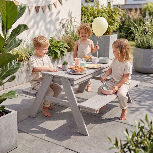 Table De Jeux à Sable Et Eau En Bois Massif Gris - Play Outdoor+