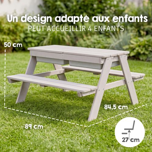 Table De Jeux à Sable Et Eau En Bois Massif Gris - Play Outdoor+