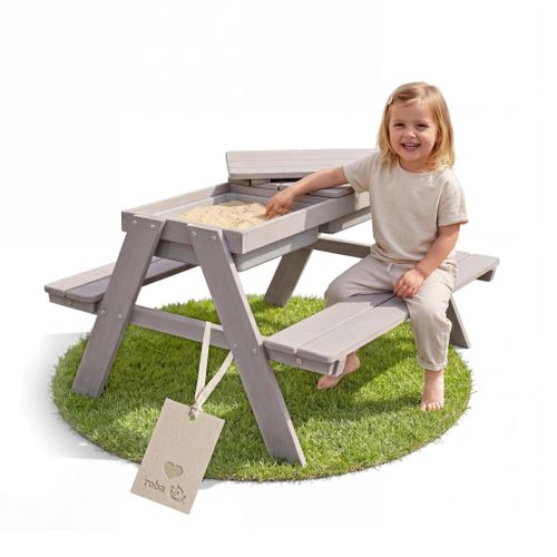 Table De Jeux à Sable Et Eau En Bois Massif Gris - Play Outdoor+