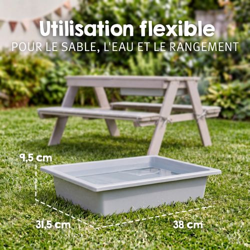 Table De Jeux à Sable Et Eau En Bois Massif Gris - Play Outdoor+