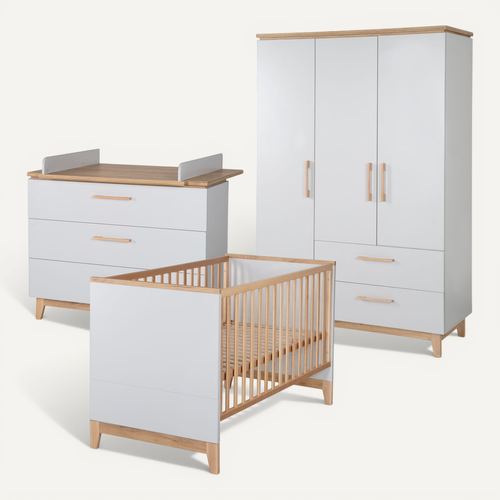 Ensemble De Chambre Caro - Lit Bébé + Commode Á Langer + Armoire 3 Portes