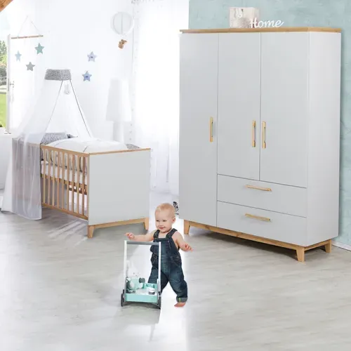 Ensemble De Chambre Caro - Lit Bébé + Commode Á Langer + Armoire 3 Portes