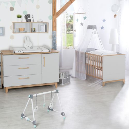 Ensemble De Chambre Caro - Lit Bébé + Commode Á Langer + Armoire 3 Portes