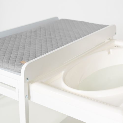 Table à Langer Et Baignoire Coulissante Blanche Baby Pool + Matelas Gris Roba Style