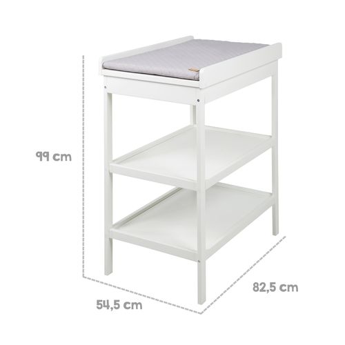 Table À Langer 2 Étagères En Bois Blanc   Matelas À Langer Gris Roba
