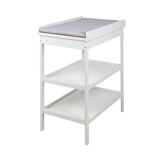 Table À Langer 2 Étagères En Bois Blanc   Matelas À Langer Gris Roba