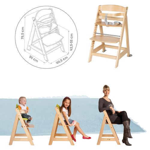 Chaise Haute Évolutive Born Up + Transat Roba Style - Naturel/gris