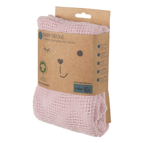 Couverture De Bébé Bio Lil Planet Tricoté – 80 X 80 Cm – Rose