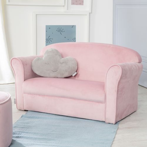 Canapé Enfant Lil Sofa Avec Accoudoirs - Rembourré De Velours Rose