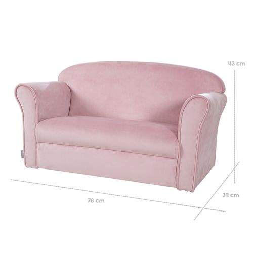 Canapé Enfant Lil Sofa Avec Accoudoirs - Rembourré De Velours Rose