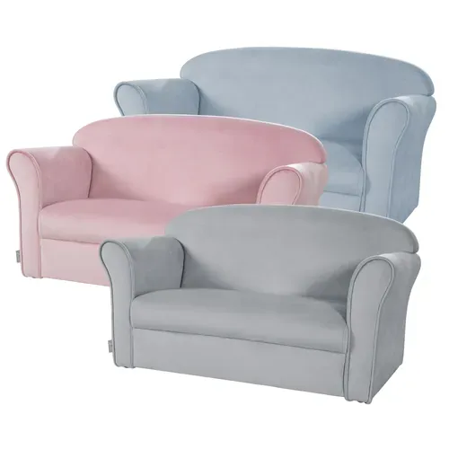 Canapé Enfant Lil Sofa Avec Accoudoirs - Rembourré De Velours Rose