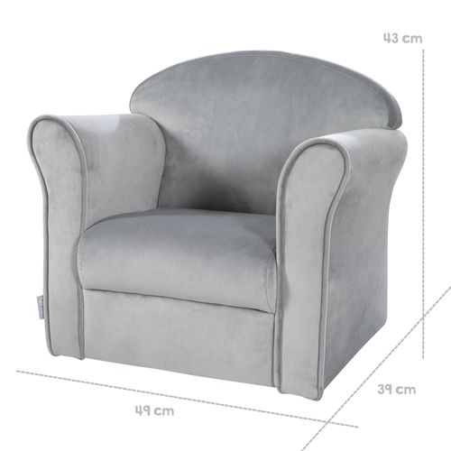 Fauteuil Enfant Lil Sofa Avec Accoudoirs - Rembourré De Velours Gris