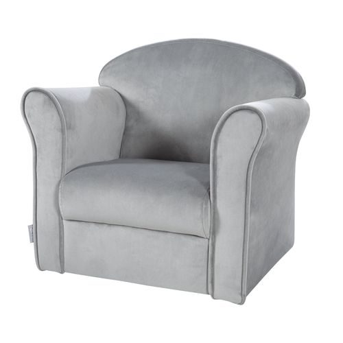 Fauteuil Enfant Lil Sofa Avec Accoudoirs - Rembourré De Velours Gris