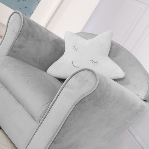 Fauteuil Enfant Lil Sofa Avec Accoudoirs - Rembourré De Velours Gris