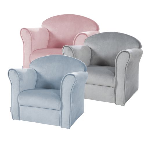 Fauteuil Enfant Lil Sofa Avec Accoudoirs - Rembourré De Velours Gris