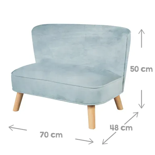 Ensemble Lil Sofa - Canapé + Fauteuil + Coussin Décoratif - Bleu Clair