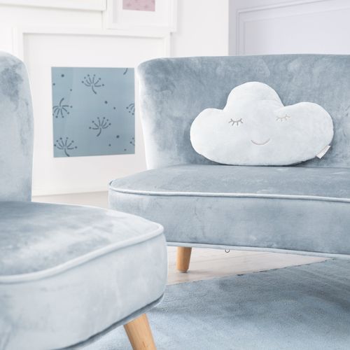 Ensemble Lil Sofa - Canapé + Fauteuil + Coussin Décoratif - Bleu Clair