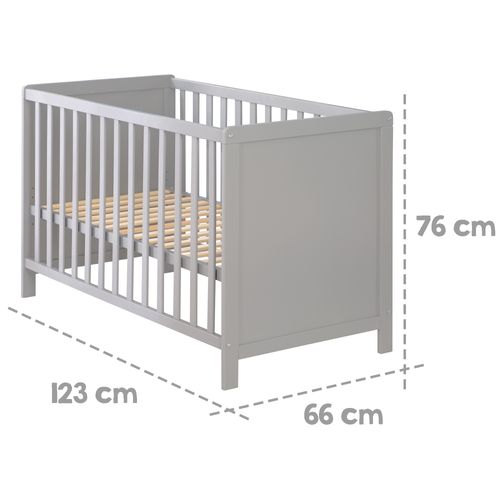 Lit Bébé 2en1 Indépendant Et Cododo 60 X 120 Cm - 5 Barreaux Amovibles - Hauteur Réglable - Gris