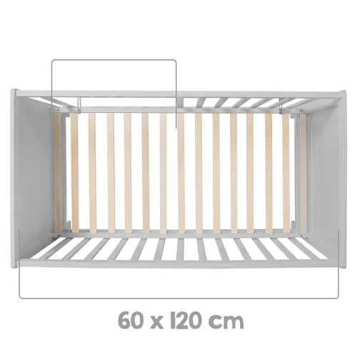 Lit Bébé 2en1 Indépendant Et Cododo 60 X 120 Cm - 5 Barreaux Amovibles - Hauteur Réglable - Gris