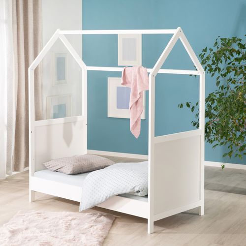 Lit Cabane Bébé Évolutif 70x140 - Convertible - Bois Blanc