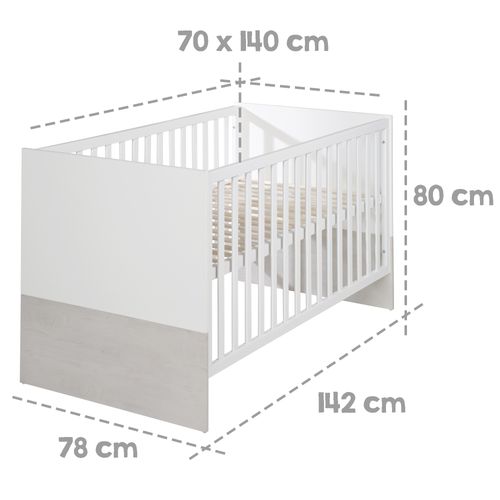 Lit Bébé évolutif Julia - 70x140 - Convertible - Réglable En Hauteur