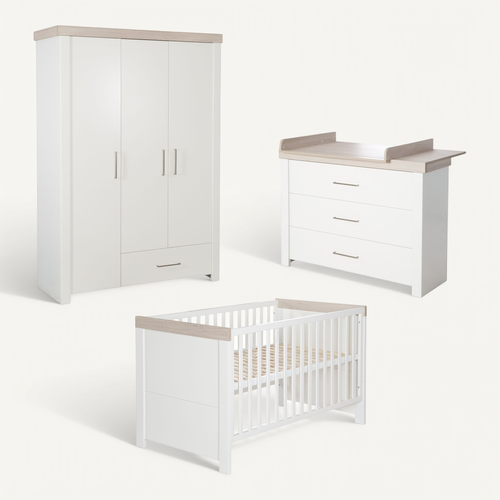 Ensemble De Meuble Lucy - Lit Bébé + Commode À Langer + Armoire 3 Portes