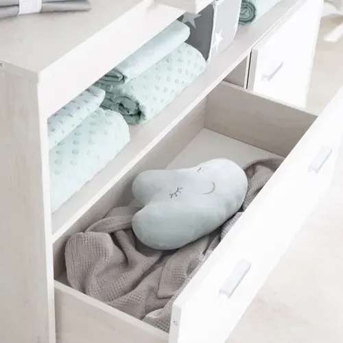 Ensemble Chambre Bébé Julia - Lit Évolutif + Commode à Langer + Armoire 3 Portes - Blanc