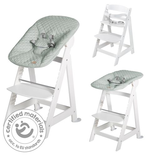 Chaise Haute Évolutive Born Up + Transat Roba Style - Blanc/vert