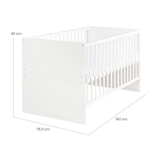 Lit Bébé Évolutif Anton - 70 X 140 Cm - Hauteur Réglable - Bois Blanc