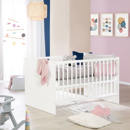 Lit Bébé Évolutif Anton - 70 X 140 Cm - Hauteur Réglable - Bois Blanc