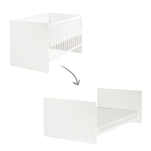 Lit Bébé Évolutif Anton - 70 X 140 Cm - Hauteur Réglable - Bois Blanc