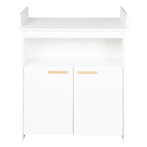Commode à Langer Anton - Table Amovible - 2 Portes - Poignées En Bois - Blanc