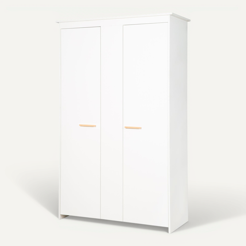 Armoire Bébé 2 Portes Anton - Poignées En Bois Massif De Hêtre - Bois Blanc