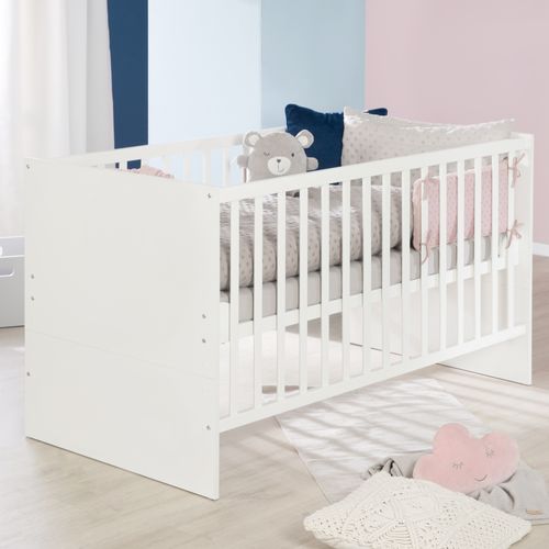 Chambre Bébé Complète Anton - Lit Évolutif 70 X 140 + Commode à Langer + Armoire 3 Portes - Blanc